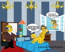 cuckold edna_krabappel femdom lezdom lisa_simpson millhouse simpsons strap-on strapon