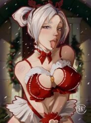 christmas jett_(valorant) tongue_out valorant white_hair