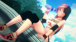 1girls clothed_female gym_clothes gym_shorts gym_uniform heterochromia logang45 multicolored_hair neo_(rwby) rwby solo_female water_bottle