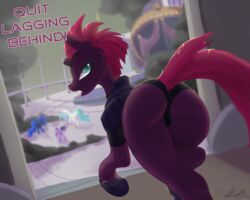 2018 ass broken_horn clothing dialogue digital_media_(artwork) english_text equine female feral friendship_is_magic futaku group hair horn looking_at_viewer mammal my_little_pony my_little_pony:_the_movie_(2017) my_little_pony_the_movie open_mouth solo_focus tempest_shadow_(mlp) text unicorn