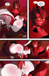 anthro anthro_penetrated anus balls bench black_hair bodily_fluids breasts butt canid canid_demon canine claws clothed clothed_anthro clothed_female clothed_humanoid clothed_male clothing clothing_aside comic demon dialogue digital_media_(artwork) dress duo english_text exposed_breasts eyelashes female female/female female_anthro female_penetrated fur furniture genitals grey_body grey_fur grey_hair group hair hellaverse hellhound helluva_boss hi_res humanoid humanoid_genitalia humanoid_on_anthro humanoid_penetrating humanoid_penetrating_anthro humanoid_penis husband_and_wife imp long_comic long_eyelashes long_hair loona_(helluva_boss) male male/female male_penetrating male_penetrating_female mammal married_couple millie_(helluva_boss) moxxie_(helluva_boss) multicolored_body multicolored_fur mythological_canine mythological_creature mythology nipples panties panties_aside park park_bench penetration penile penile_penetration penis penis_in_vagina pubes public public_exposure public_sex red_body red_sclera red_skin rubbing rubbing_anus sex smile swain_(artist) tail text topwear trio two_tone_body two_tone_fur underwear underwear_aside unseen_male_face url vaginal vaginal_penetration voyeur vulva white_body white_fur