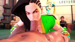 1boy 1girls 3d animated black_hair blowjob brazilian clothed colored female leeterr looking_at_viewer male mp4 on_the_floor pov sound street_fighter sucking tied_hair video webm