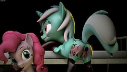 3d 3rd_party_watermark animated buttplug ejaculation equine fishimira friendship_is_magic frying_pan lyra_heartstrings_(mlp) my_little_pony orgasm pinkie_pie_(mlp) pussy_ejaculation pussy_juice sex_toy source_filmmaker spanking straight_hair watermark