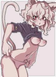 1girls blush boobs boobs_out breasts breasts_out cat_ears cat_girl cat_tail catgirl female female_only gray_hair hunter_x_hunter michael_jadeite neferpitou nipples nude nude_female panties pink_panties red_eyes removing_clothing removing_panties skinny skinny_female tail