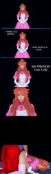 1985 3d ai_shoujo beautiful_girl blue_shirt crown green_eyes implied_penetration mario_(series) nes nintendo_entertainment_system nostrils pink_dress princess_dress princess_peach princess_toadstool realistic realistic_nose realistic_proportions red_hair red_overalls screaming screaming_in_pleasure sex_on_floor super_mario_bros. taken_from_behind text unexpected_ending