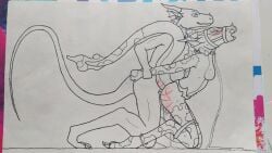 absurd_res anthro arm_pull bent_legs blush bodily_fluids bridle collar cum cum_in_vagina cum_inside dragon duo european_mythology eyes_closed female from_behind_position genital_fluids hands_behind_back hi_res leash leashed_collar male male/female master misterluk moan mythological_creature mythological_scalie mythology open_mouth scalie sex slave spanked_butt western_dragon whip_mark