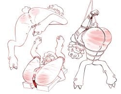 absurd_res anal anal_hook anal_penetration anthro bdsm big_butt bondage bound bovid butt butt_slap caning caprine female hi_res jesterjuicee male mammal overweight penetration restraints rope rope_bondage rope_harness sheep slap solo spanking thick_thighs