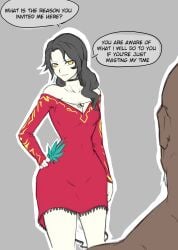 aima_zero before_sex black_hair cinder_fall dark-skinned_male dialogue instant_loss long_hair part_of_a_set rwby yellow_eyes
