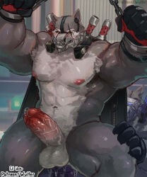 2026 abs anal anal_penetration anthro balls bandage barazoku bdsm biceps big_muscles big_pecs big_penis blush bodily_fluids bound canid canine canis cape clothing colored cuff_(restraint) cum digital_drawing_(artwork) digital_media_(artwork) duo eye_scar facial_scar from_behind_position genital_fluids genitals glans gloves hand_on_leg hand_on_thigh handcuffs hands_above_head hands_tied hands_tied_above_head handwear hi_res huge_muscles huge_thighs humanoid_genitalia humanoid_penis male male/male male_penetrated male_penetrating male_penetrating_male mammal mask metal_cuffs mihoyo muscular muscular_anthro muscular_arms muscular_legs muscular_male muscular_thighs muzzle_(object) nude patreon_preview pecs penetration penis precum red_glans restrained restraints romeul_(zenless_zone_zero) scar sex solo thick_arms thick_penis thick_thighs vein veiny_penis wolf wulfer-shepherd yellow_eyes zenless_zone_zero