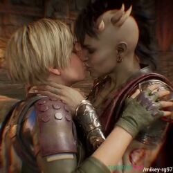 2girls ai_generated animated cassie_cage clothed_sex edited girls_only google_gemini grok grok_imagine interspecies kissing mature_female mikey-rg97 mortal_kombat_11 netherrealm_studios on_bed passionate_kiss sheeva sound tagme video warner_bros._games yuri