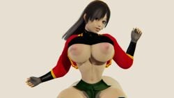 aged_up big_areola big_ass big_breasts black_hair crop_top cropped_jacket cum_on_body cum_on_face honey_select_2 laying_on_back midriff open_jacket pan_(dragon_ball) pov screenshot shirt_lift short_shorts shorts slim_waist thick_thighs voluptuous xeno_pan
