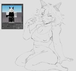 1girl female_focus futanari ghostbacon roblox roblox_avatar robloxian