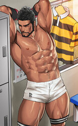 1boy bara locker locker_room male_only muscle ragaman sakuramaru123