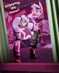3d_(artwork) 4:5 absurd_res against_surface animatronic anthro anus ass_on_glass avian blender_(artwork) breasts butt clothed clothing clothing_aside dialogue digital_media_(artwork) english_text female five_nights_at_freddy's five_nights_at_freddy's:_security_breach genitals gesture glamrock_chica glass hand_gesture hi_res inside looking_at_viewer machine nipples on_glass on_one_leg panties panties_aside partially_clothed potatotime robot scottgames solo spreading standing steel_wool_studios tail text tongue tongue_out underwear underwear_aside v_sign vulva watermark