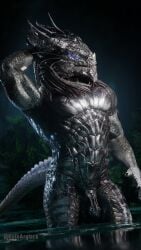 2026 3d_(artwork) 4k 9:16 abs absurd_res annoyed anthro arm_above_head athletic athletic_anthro athletic_male baldur's_gate baldur's_gate_3 balls big_muscles black_balls black_body black_glans black_penis black_scales blender_(artwork) blue_eyeshadow cheek_frill cheek_spikes chin_spikes claws digital_media_(artwork) dragonborn_(dnd) dungeons_and_dragons dutch_angle eyeshadow facial_spikes finger_claws flaccid genitals glans glistening glistening_body glistening_genitalia glistening_penis glistening_tail hand_above_head hasbro hi_res horn humanoid_genitalia humanoid_penis hybrid_genitalia hybrid_penis larian_studios makeup male membrane_(anatomy) muscular muscular_anthro muscular_male narrowed_eyes night nude_anthro nude_male orange_sclera outside partially_submerged pecs penis plant portrait pose presenting presenting_balls presenting_penis pseudo_hair pupils raik_arglack raised_arm rhakaar_keldecedor_(raik_arglack) ribbed_penis scales scalie sharp_teeth slit_pupils solo spikes spikes_(anatomy) standing standing_in_water tail tail_ridge teeth tentacle_hair tentacles thick_thighs three-quarter_portrait three-quarter_view tree water watermark wizards_of_the_coast
