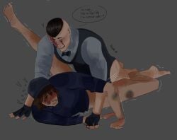 black_hair blue_eyes blue_sweater brown_eyes brown_hair bruises clothes_on eddie_gluskin gay_male gay_sex male/male male_only moaning oc original_character outlast scars tan_skin