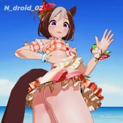 1girls 3d animated ass beach beach_background bikini female female_only highres horse_ears horse_girl horse_tail looking_at_viewer looking_back n_droid_02 no_panties no_underwear petite petite_body petite_female pov shaking shaking_ass shaking_butt skirt small_breasts special_week_(umamusume) swimsuit tagme twitter umamusume umamusume_pretty_derby video