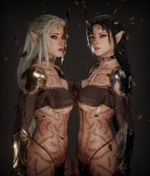 2girls 3d arahan elf elf_ears elf_female elf_girl loincloth loincloth_only naestra sisters sisters_of_twilight slave slave_collar slave_tattoo soboro tagme tattoo twins warhammer_(franchise) warhammer_fantasy wood_elf wood_elf_(warhammer)