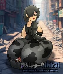 ass bangs big_ass big_breasts black_hair breasts daisy-pink71 facesitting female looking_at_partner looking_back male