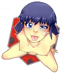 blue_eyes blue_hair cum_on_face female marinette_cheng marinette_dupain-cheng miraculous_ladybug naked pale_skin short_hair tagme tied_hair tongue_out yaatsuuu