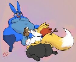 bbw big_ass big_breasts big_penis braixen breasts bubble_butt female furry huge_ass huge_breasts huge_cock lucario overweight penis pokemon pokemon_(species) sumisune tagme thick_thighs wide_hips