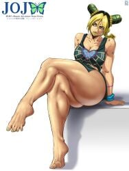 1female 1girl 1girls ass ass_bigger_than_head ass_cleavage ass_crack athletic athletic_female bangs barefoot blonde_hair blue_bracelet bottomless bottomless_female bracelet braided_ponytail cleavage eyeshadow feet feet_fetish feet_focus female female_focus female_human female_only foot_fetish foot_focus green_eyes green_eyeshadow green_fingernails green_hair green_hair_tie green_lipstick green_makeup green_nail_polish green_nails green_toenails hair_buns hair_tie hairtie jojo's_bizarre_adventure jolyne_kujo king_nothing_(new_artist1) large_ass large_breasts large_thighs light-skinned_female light_skin lips lipstick makeup multicolored_hair muscular muscular_arms muscular_female new_epic_artist no_background shirt shirt_only sitting skirt skirt_up solo solo_female solo_focus stone_ocean text thighs title toenail_polish toenails toned toned_female two-tone_hair white_background
