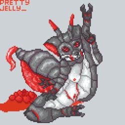 1:1 animated arthropod arthropod_abdomen bodily_fluids breasts canid canine canis compound_eyes digital_media_(artwork) egg egg_laying genital_fluids genitals gif hybrid mammal mandibles ovipositor pixel_art prettyjelly solo tentacle tentacle_ovipositor vaginal_fluids vulva wolf