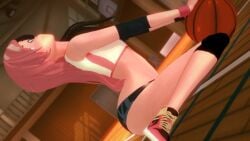 1girls ass ass_focus gym_clothes gym_uniform half-dressed half_naked half_naked_female heterochromia logang45 long_hair long_hair_female neo_(rwby) rwby solo_female