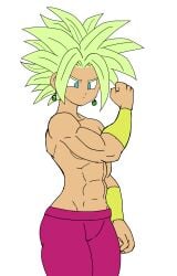 abs dragon_ball_super green_hair kefla kefla_(dragon_ball) partially_clothed partially_nude saiyan saiyan_female spiky_hair super_saiyan_2 topless yamidanight