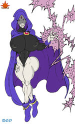 1girls alternate_breast_size alternate_version_available bare_shoulders bimbo bracelet busty cape cleavage curvy dc dc_comics demon demon_girl deoarts edit female female_only forehead_jewel front_view g-string half-dressed half_dressed hood hourglass_figure huge_breasts looking_at_viewer no_bra pose posing rachel_roth raven_(dc) short_hair simple_background solo standing sun1sol superheroine teen_titans thick_lips third-party_edit thong voluptuous white_background wide_hips