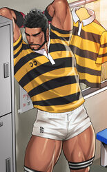 1boy bara clothed locker locker_room male_only muscle ragaman sakuramaru123 solo