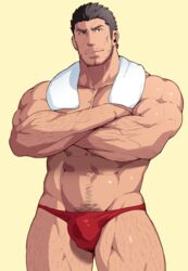 1boy bara male_only muscle nude sakuramaru123 solo towel underwear