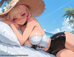 1girl 1girls ai_generated beach blush boobs breasts breasts, camel_toe cameltoe cleavage clothed clothed_female curvy ecchipeachi female female_focus female_only focus fully_clothed gwen_stacy gwen_stacy_(spider-verse) large_breasts lying marvel nipples nipples_covered nipples_visible_through_clothing pussy sfw solo solo_female solo_focus spider-gwen spider-man:_across_the_spider-verse spider-man:_into_the_spider-verse spider-man_(series) sunhat sweat teeth tight_clothes tight_clothing uncensored