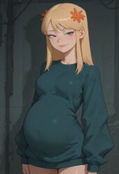 1girls ai_generated blush blushing_female breasts disventure_camp enjoying_pregnancy female female_only lake_(disventure_camp) odd_nation_cartoons pregnant pregnant_belly pregnant_female rubbing_belly wig