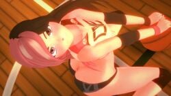 1girls gym_clothes gym_uniform half-dressed half_naked half_naked_female logang45 long_hair long_hair_female multicolored_hair neo_(rwby) rwby solo_female