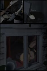 absurd_res anal anal_penetration balls bdsm bedroom bedroom_sex bodily_fluids bondage bound braixen branch building butt canid canine cleaning cleaning_tool clothing comic comic_panel crying crying_while_penetrated forced fox from_front_position fur generation_6_pokemon genitals hi_res house human lying maid_uniform male male/male male_penetrating mammal missionary_position nintendo on_back pain painful_penetration penetration plant pokemon pokemon_(species) poofythedragon rape restrained restraints sad screaming sex sexual_assault slave tail tears tree uniform wet