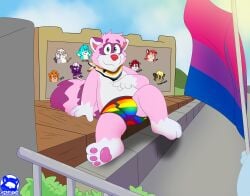anthro bulge canid canine clothing hi_res lgbt_pride lgbt_pride_month male male/male mammal park paws procyonid raccoon raccoon_dog shairon solo tanuki tapache underwear