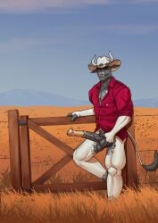 animal_genitalia animal_penis anthro balls big_balls big_penis biped bottomless bottomless_anthro bottomless_male bovid bovine cattle clothed clothing cowboy cowboy_hat detailed_background digital_media_(artwork) equine_genitalia equine_penis erection fur genitals hair hand_on_balls hat headgear headwear horn long_penis looking_at_viewer lorenzobrezo male male_anthro mammal medial_ring mismatched_animal_penis mismatched_genitalia mismatched_penis muscular muscular_anthro muscular_male outside penis shirt smile solo standing tail tail_tuft topwear tuft vein veiny_penis