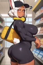 1girls ai_generated ass big_ass big_breasts breasts curvaceous curvy curvy_female curvy_figure dark-skinned_female female female_only miruko muscular muscular_female my_hero_academia rumi_usagiyama solo tan-skinned_female tan_body tan_skin thick_thighs waifuinvoker white_hair