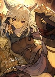 1girls absurd_res animal_ears black_gloves black_panties boots breasts cat_ears facial_mark fangs final_fantasy final_fantasy_xiv fingerless_gloves gloves hair_between_eyes hide_(hideout) highres holding_own_leg leg_up long_hair looking_at_viewer lying medium_breasts miqo'te on_side panties red_eyes smile smiling solo spread_legs thigh_boots underwear warrior_of_light_(ff14) whisker_markings white_hair