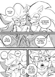 1boy 1cuntboy 1girls amy_rose blush chest_tuft comic ear_blush english_text erect_nipples eulipotyphlan gynomorph intersex junisnowhere lidded_eyes monochrome presenting shadow_the_hedgehog shy socks sonic_(series) sonic_the_hedgehog sonic_the_hedgehog_(series) spread_pussy threesome tremble_spikes trembling trio white_background