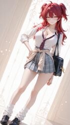 1girls ai_generated bewitching_thighs cleavage female_villain gundam_00 gyaru gyaru_gal large_breasts mobile_suit_gundam nena_trinity pale-skinned_female red-haired_female solo villainess yellow-eyed_female