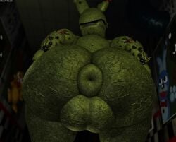 1boy animatronic anthro ass back_view balls big_ass big_butt butt donut_anus fat_ass five_nights_at_freddy's five_nights_at_freddy's_3 fnaf from_behind gay green_body green_skin inviting machine muitetul nude outie_anus presenting presenting_ass presenting_butt puffy_anus rabbit robot scottgames solo solo_focus springtrap_(fnaf) teasing