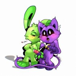 catnap_(poppy_playtime) cum danigrex2n grabbing_penis handjob hoppy_hopscotch kiss mob_entertainment penis poppy_playtime pussy smiling_critters stroking_penis tits