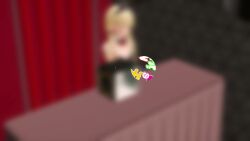 1boy 1girls 3d black_bunnysuit blonde_hair blush bowtie box bunnysuit censored clothing countdown cum cum_on_penis dd_dd_(niku1112s) ejaculation fake_animal_ears fake_rabbit_ears fujita_kotone gakuen_idolmaster game_show idolmaster indoors japanese_text light-skinned_female light-skinned_male light_skin male_pov mosaic_censoring mystery_box penis pov red_bowtie tagme text two-handed_handjob video yellow_eyes