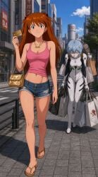 2girls ai_generated asuka_langley_sohryu bags bare_legs bare_shoulders barefoot bdsm blue_eyes blue_hair bullying cheerful city clothed confidence confident confident_female credit_card cuckquean denim_shorts disrespect dominant dominant_girl feet female femdom fetish findom flip_flops golden_necklace hair_between_eyes hair_ornament handbag happy happy_dom happy_female happy_girl headwear humiliated humiliation interface_headset legs long_hair looking_at_viewer loser_submits mocking navel neon_genesis_evangelion orange_hair pink_tank_top pink_toenails plugsuit public_humiliation rei_ayanami sad_sub sandals servant sexy_feet sexy_girl sexy_pose shopping shopping_bag short_hair short_shorts shorts slave slave_girl slavegirl smile smiling smiling_at_viewer smiling_female smug smug_face smug_smile tank_top teenage_female teenage_girl teenager tired toenail_polish toenails toes tsundere walking white_bodysuit winner yuri