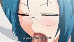 animated animated_gif anime_screencap anime_style blowjob blue_hair blushing caption censored fellatio female gif girl giving_head glasses head hentai kurokawa_sera lovely_x_cation milf oral_sex ova pink_blush sweat sweatdrop tease