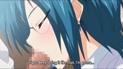 animated animated_gif anime_screencap blue_hair censored fellatio glasses head kurokawa_sera lovely_x_cation milf oral ova tease