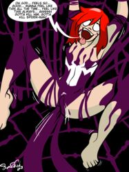 2018 anal bondage breasts corruption double_penetration female ginette_stesero marvel marvel_comics open_mouth penetration pussy red_hair restrained sex slime spider-man_(series) spread_legs superflukink_(artist) symbiote text vagina vaginal_penetration venom venom_(marvel) webbing