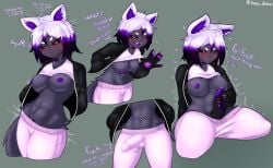 absurd_res animal_humanoid anthro black_sclera cat_humanoid chest_tattoo clothed clothing erection erection_under_bottomwear erection_under_clothing felid felid_humanoid feline feline_humanoid fur futanari genitals grey_body grey_fur hair herm hi_res humanoid intersex kuro_(kurotodraw) kurotodraw mammal mammal_humanoid masturbation morning_wood nipples partially_clothed penis purple_eyes purple_hair purple_nipples purple_penis solo tattoo white_hair